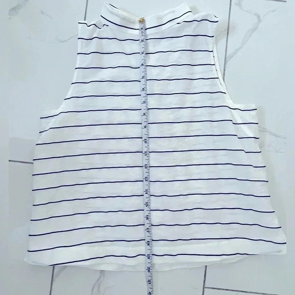 Monk & Lou/ Sleeveless top/ White with black lined stitching/  Size US S - Picture 13 of 14